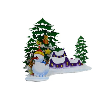 Cartoon 3D Snowman with Christmas Tree Puzzle Intelligence Toy