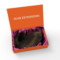 Magnetic folding orange gift recycled paper box packaging for hair extension